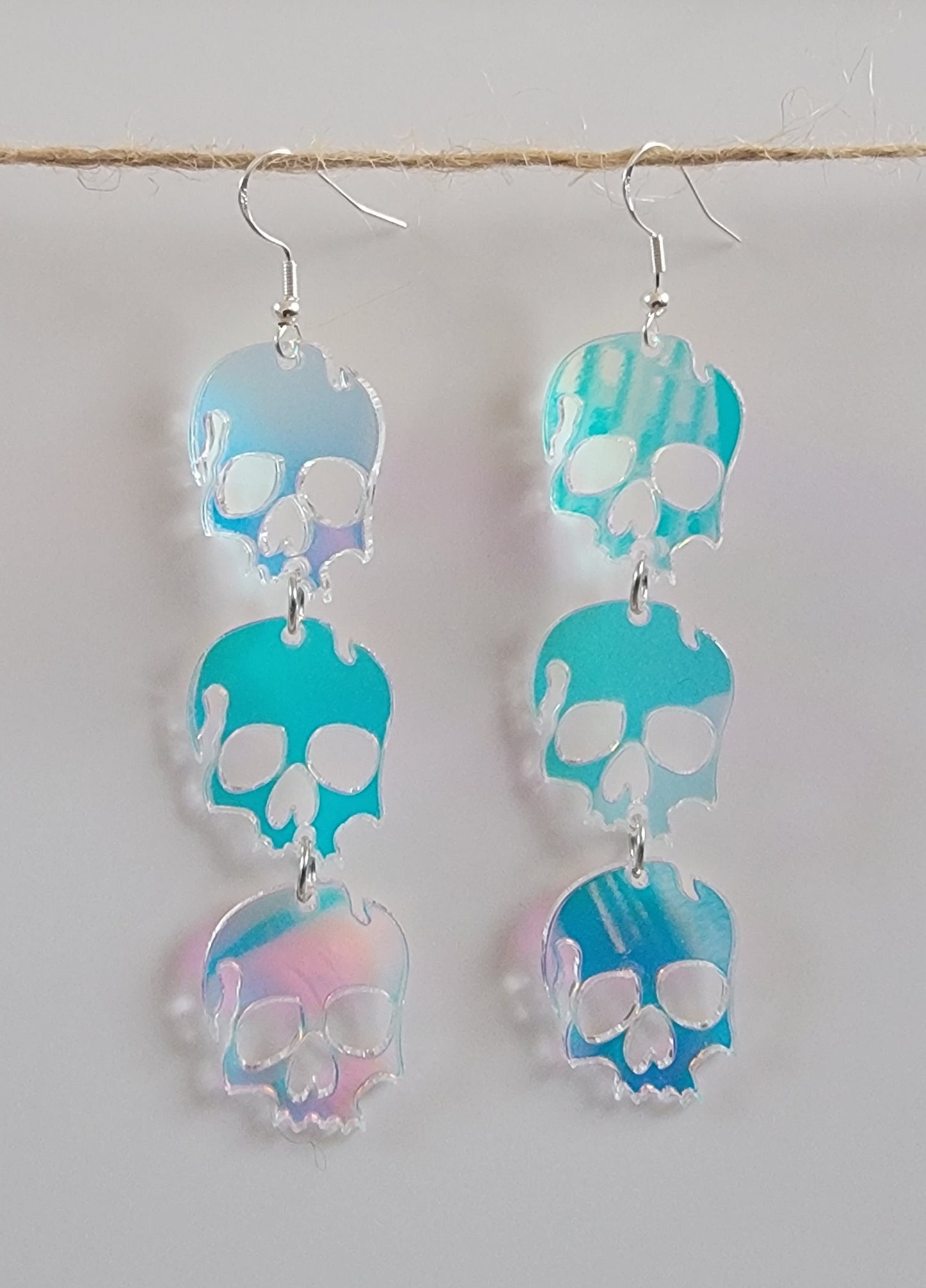 Acrylic Dangle Skulls Drop Hook Earrings Hypoallergenic Ear Wires Novelty