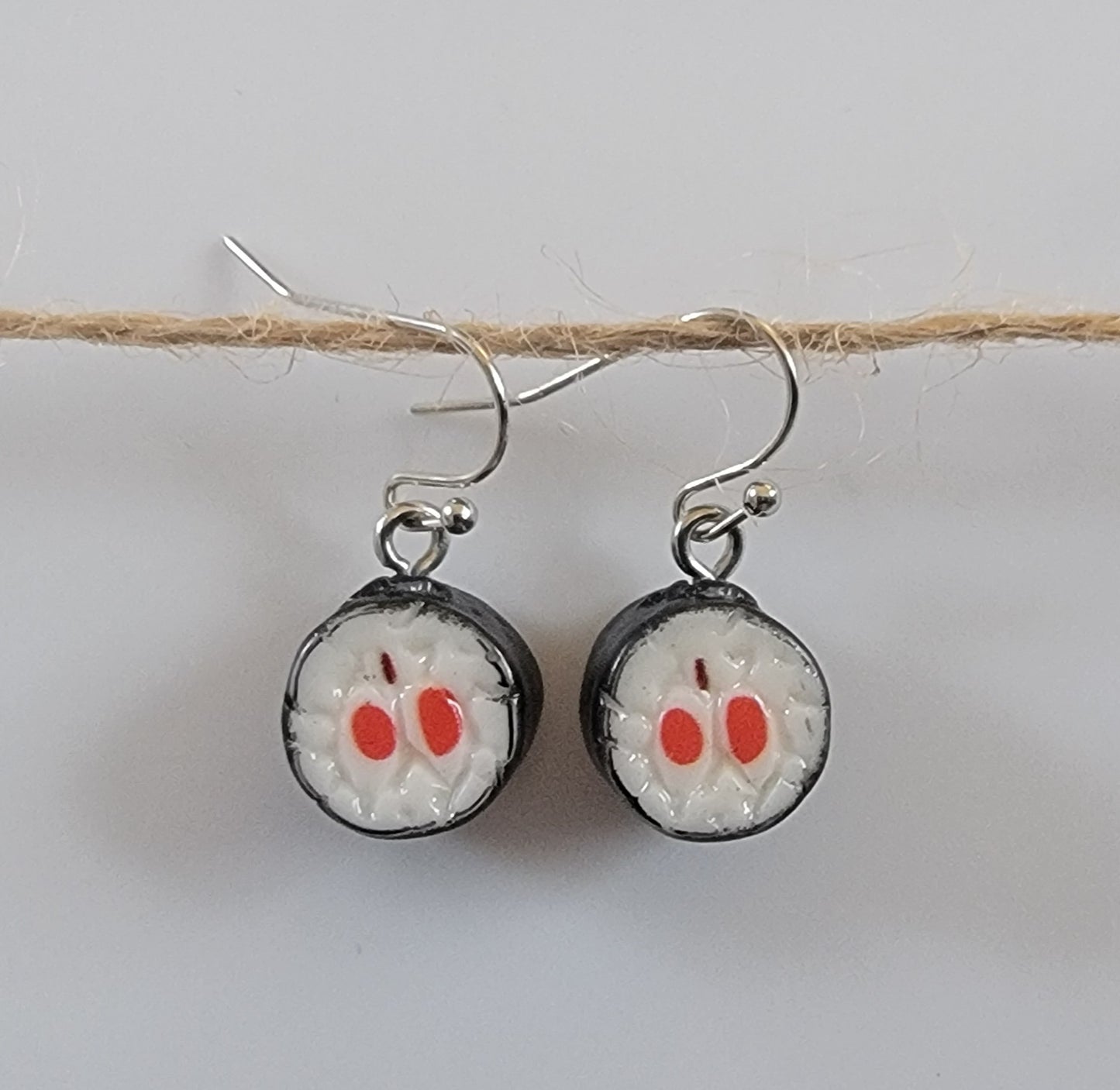 Resin Sushi Maki Drop Hook Earrings Hypoallergenic Ear Wires Novelty