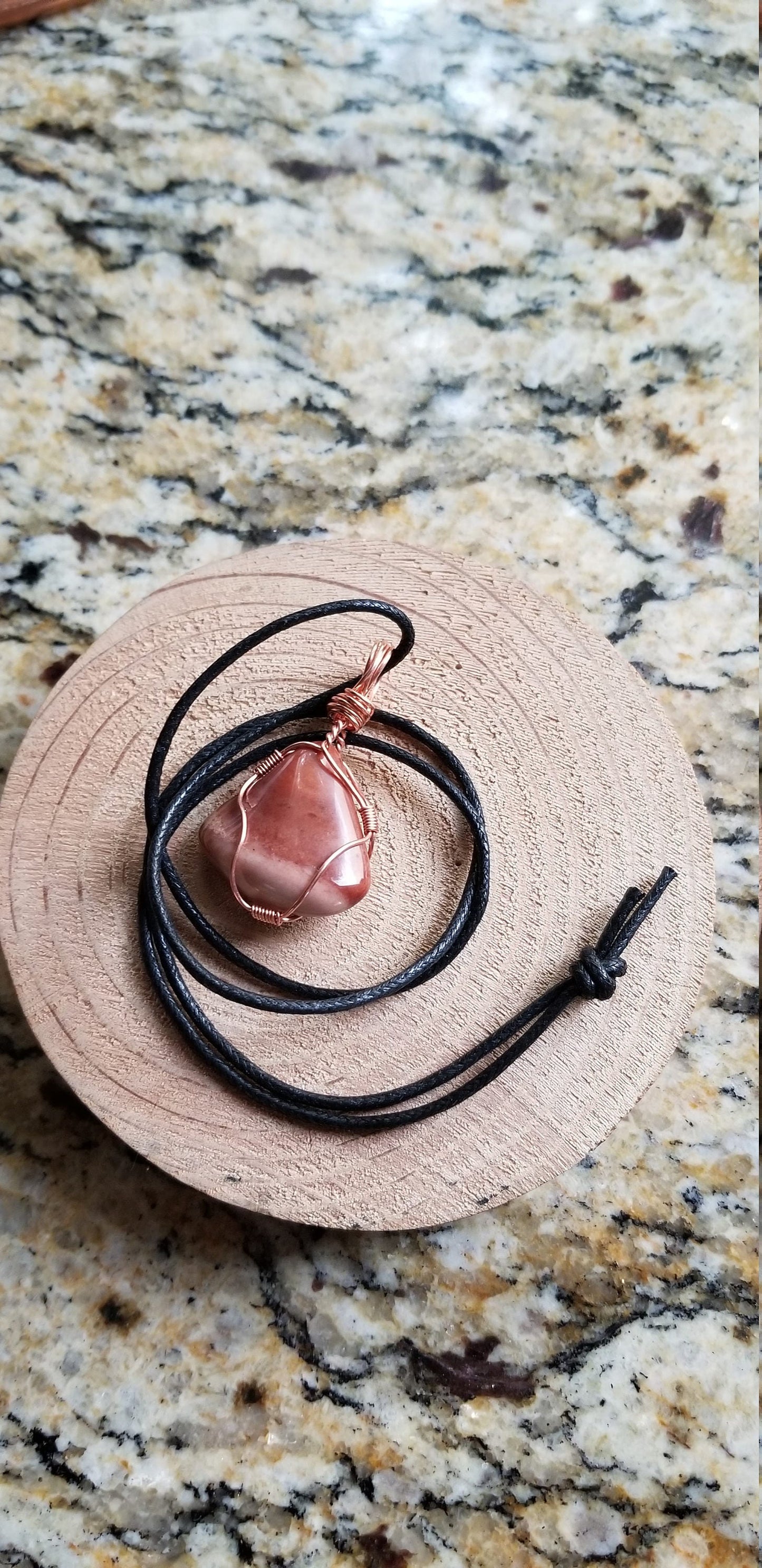 Pure Copper Twisted Wire Pendant Wrapped Wire Wonderstone Rhyolite Polished
