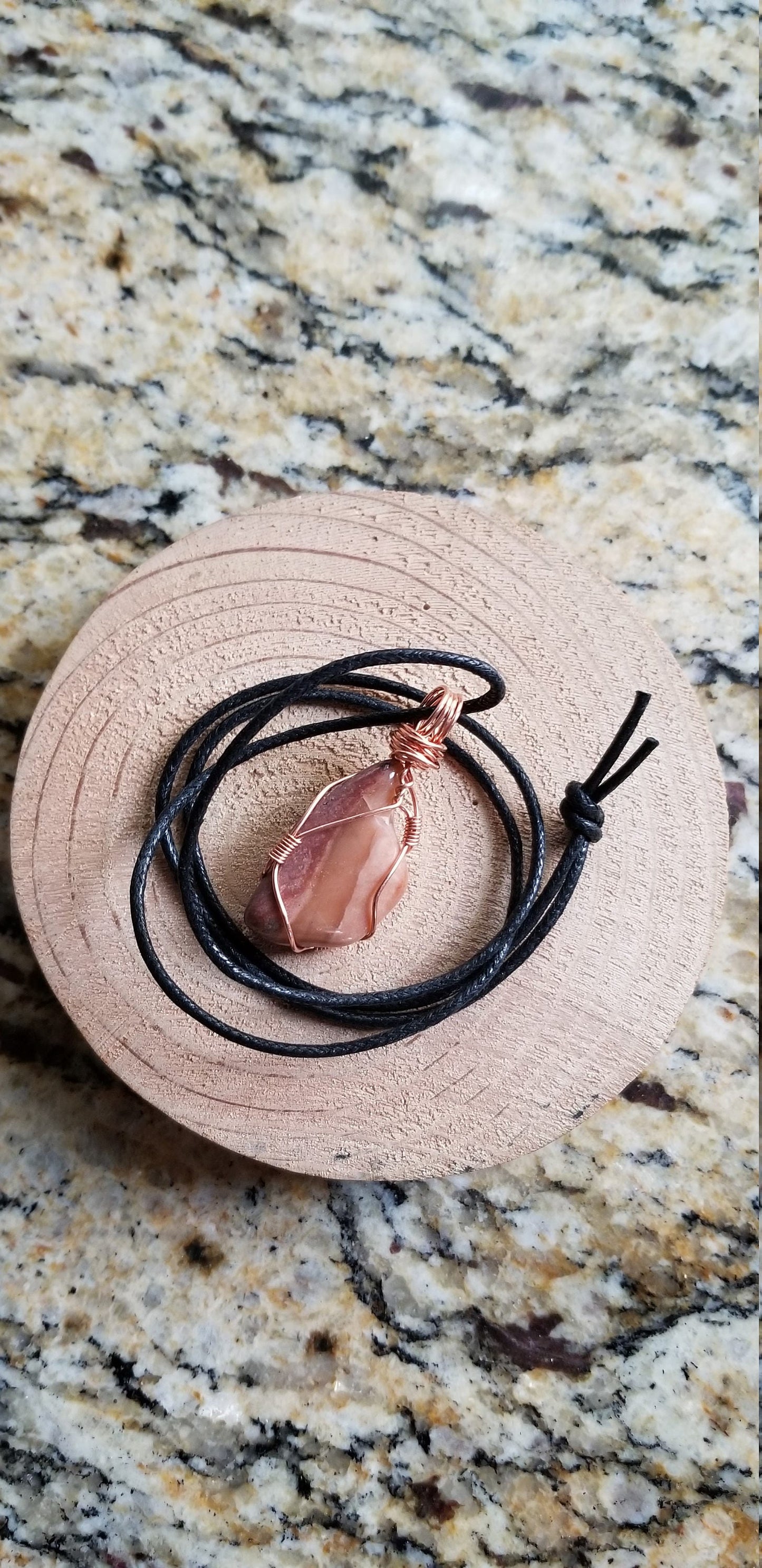 Pure Copper Twisted Wire Pendant Wrapped Wire Wonderstone Rhyolite Polished