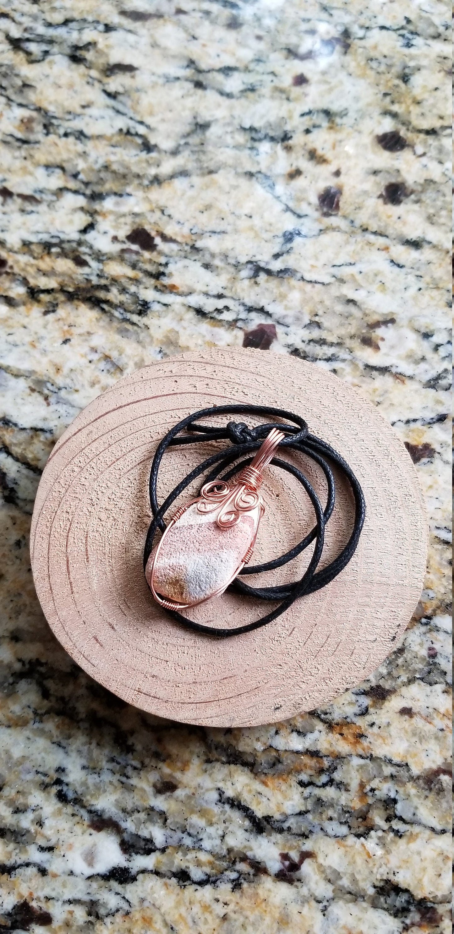 Pure Copper Twisted Wire Pendant Wrapped Wire Oblong Wonderstone Rhyoline Rough Unpolished