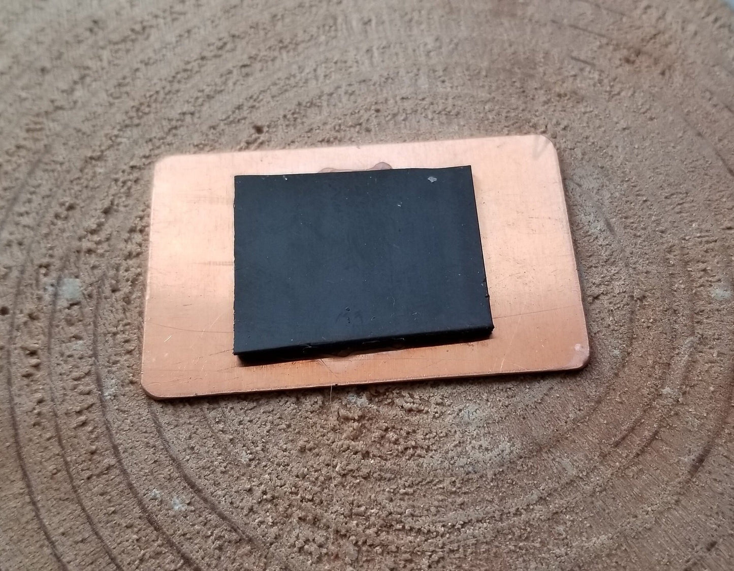 Handformed Copper Sheet 22 Gauge Etched WEIRDO Magnet Steampunk