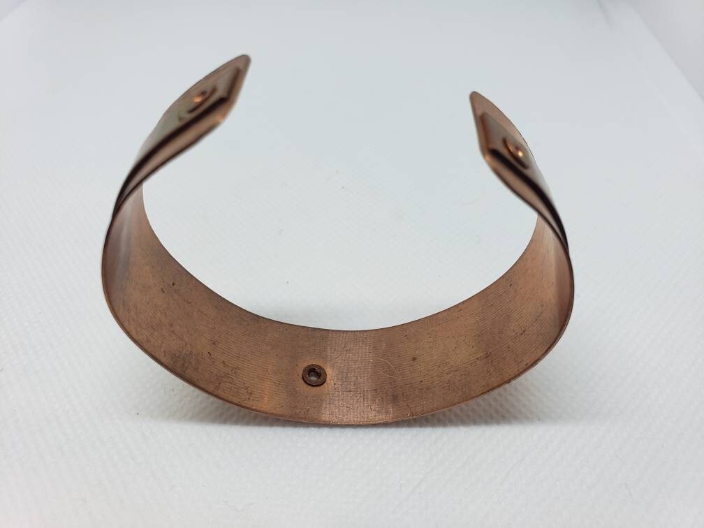 Copper Tube Riveted Grommet Cuff Bracelet Heat Patina Handmade