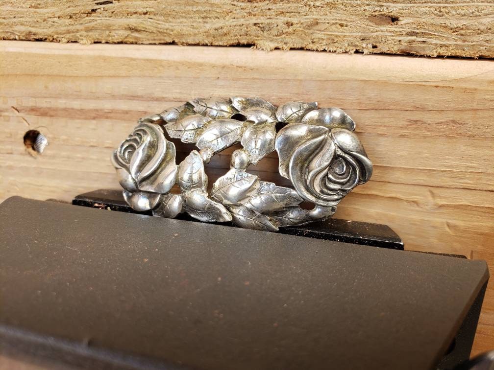 Sterling Silver Floral Drop Earrings Sterling Rose Drop Hooks Recycled Brooch Parts