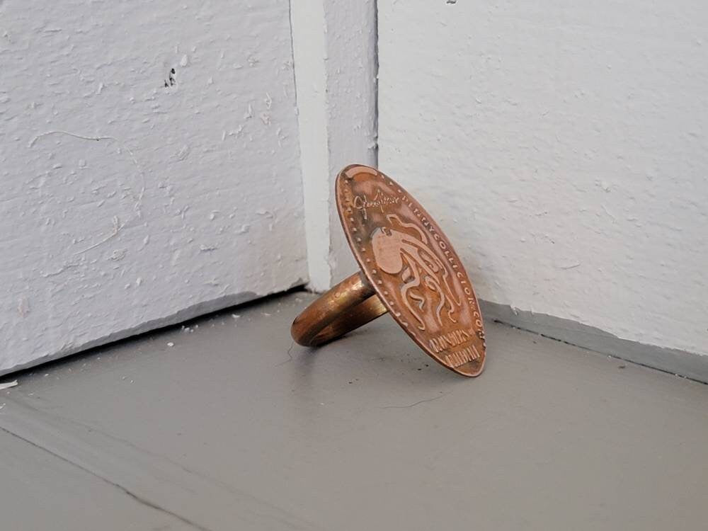 Recycled Flattened Souvenir Penny Ring Copper Band Hand Fabricated Women's Size 7.75 from Johnny Morris' Wonders of Wildlife in Missouri