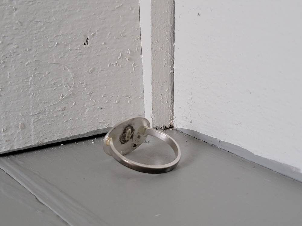 Sterling Silver Repurposed Cufflink and Bracelet Ring Size 9 Steampunk Recycled