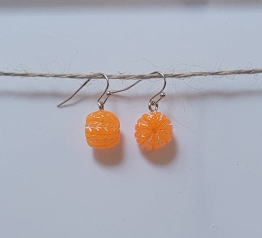 Resin Whole Orange Drop Hook Earrings Hypoallergenic Ear Wires Novelty