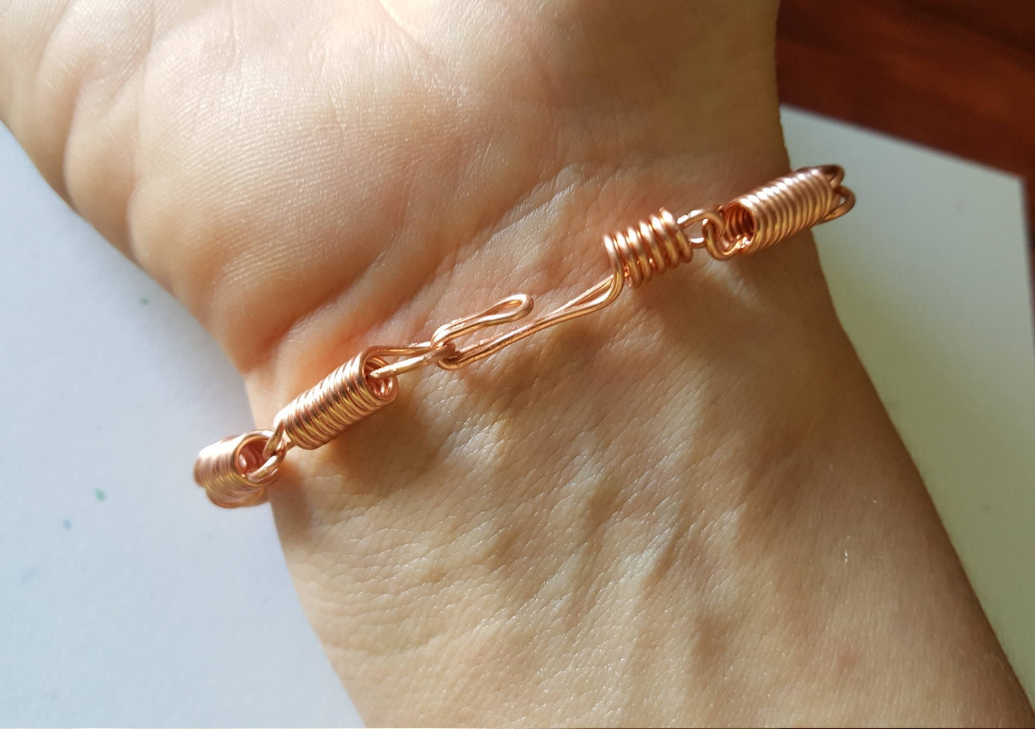 Pure Copper Wire Coiled Spring Bracelet 18 Gauge Handmade – handmadebymonika