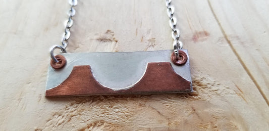 Argentium Silver Copper Soldered "Buttes" Chain & Pendant 19 Inches Landscape Series