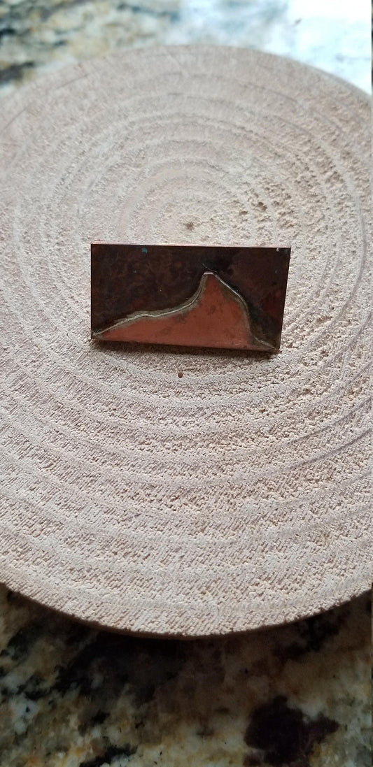 Copper On Copper Soldered "Mountains" Brooch Pin Outdoor Landscape