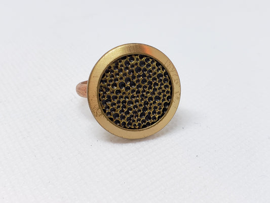 Hand Fabricated Recycled Brass Vintage Button Ring Steampunk Women's Size 8
