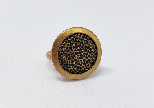 Hand Fabricated Recycled Brass Vintage Button Ring Steampunk Women's Size 7