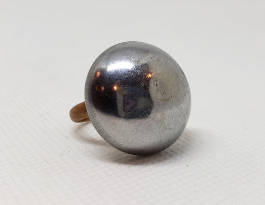 Hand Fabricated Recycled Stainless Steel Vintage Button Ring Steampunk Women's Size 6