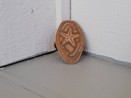 Recycled Flattened Souvenir Penny Ring Copper Band Hand Fabricated Women's Size 7.25 from Minnesota Sea Life Aquarium