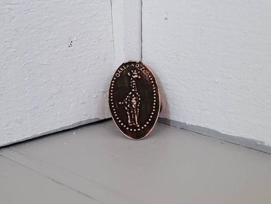 Recycled Flattened Souvenir Penny Ring Copper Band Hand Fabricated Women's Size 6.25 Oakland Zoo Giraffe