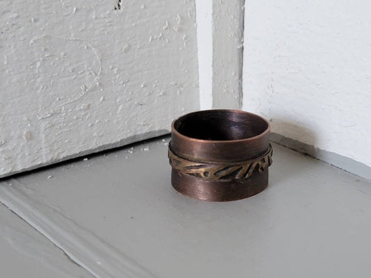 Copper and Decorative Brass Soldered Ring Women's Size 7.75